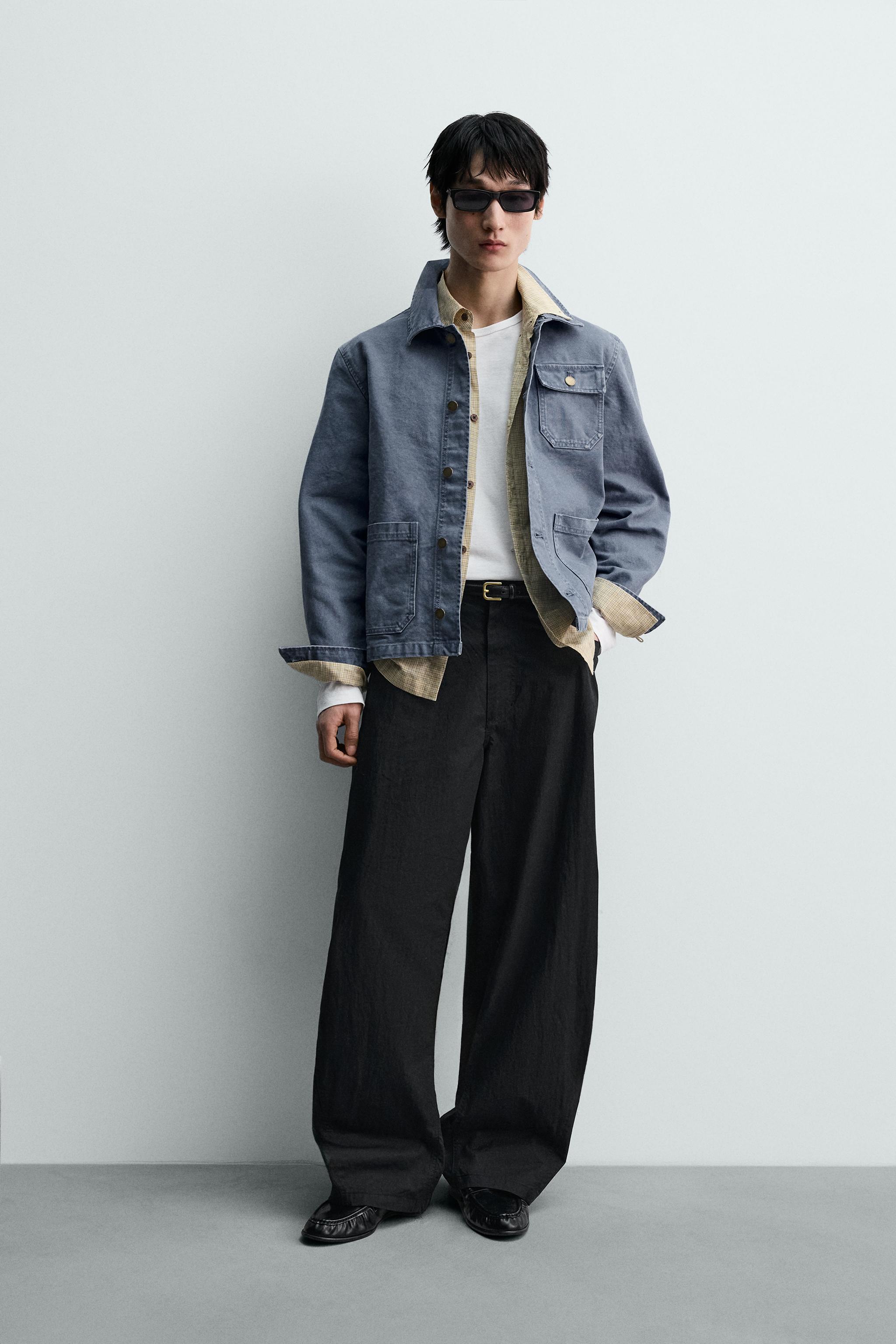 ウォッシュドキャンバスシャツジャケット - ミディアムブルー | ZARA