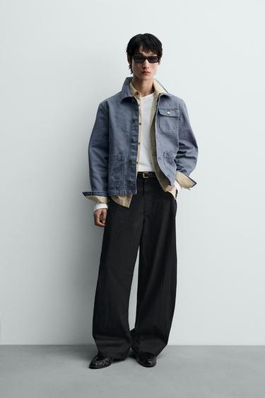 WASHED CANVAS OVERSHIRT - Mid-blue by Zara - Image 0