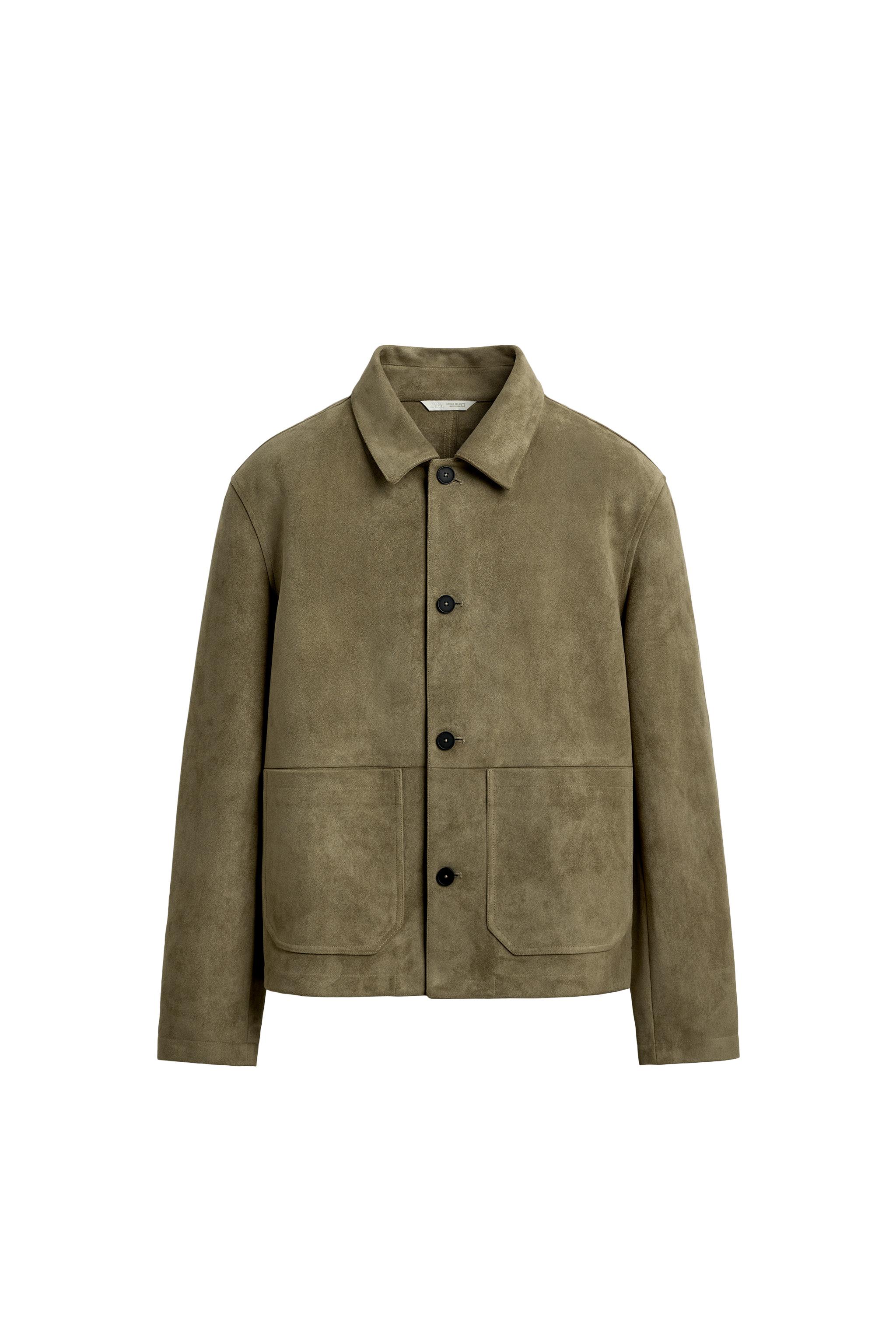 フェイクスエードポケットジャケット - グレーグリーン | ZARA Japan