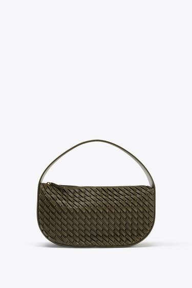 BOLSO DE MANO EFECTO TRENZADO - Verde de Zara