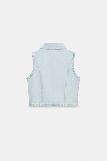 GILET COURT EN DENIM Z1975 - Bleu clair de Zara - Image 6