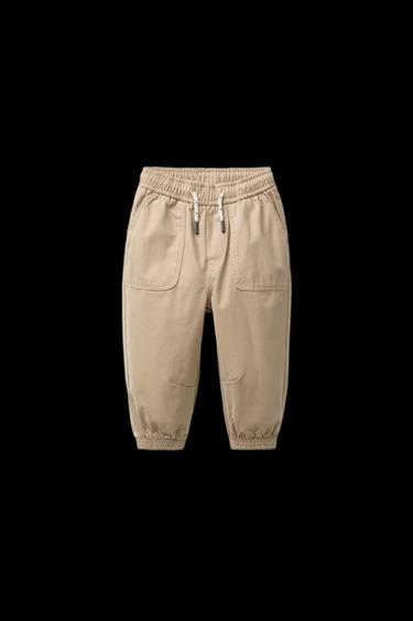 Zara COLOR BLOCK JOGGER PANTS - Ecru
