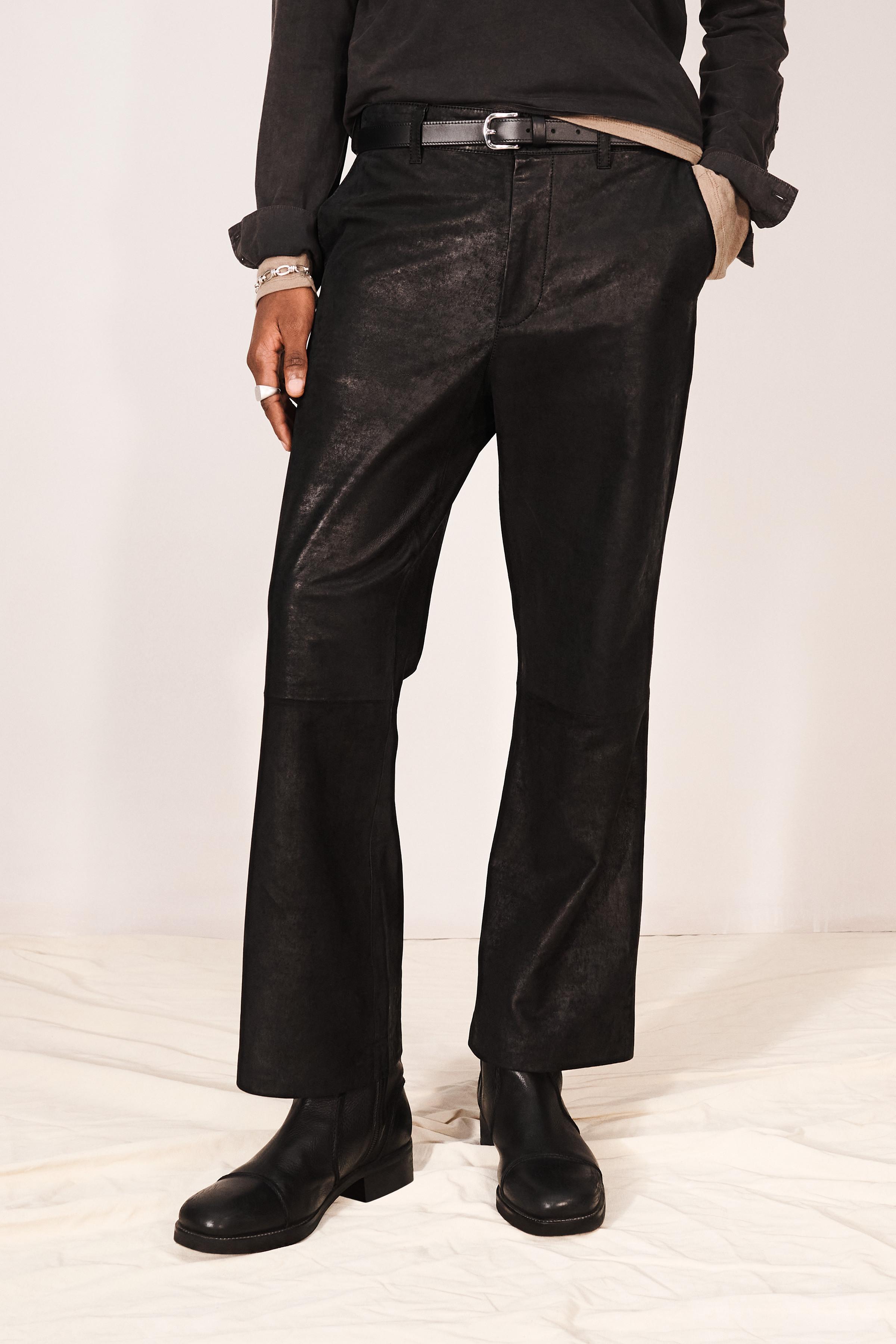 PANTALON FLARE CROPPED FIT CUIR
