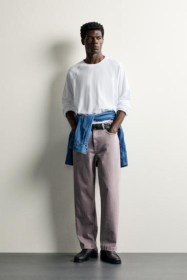WASHED STRAIGHT-LEG TROUSERS - Purple by Zara - Image 0