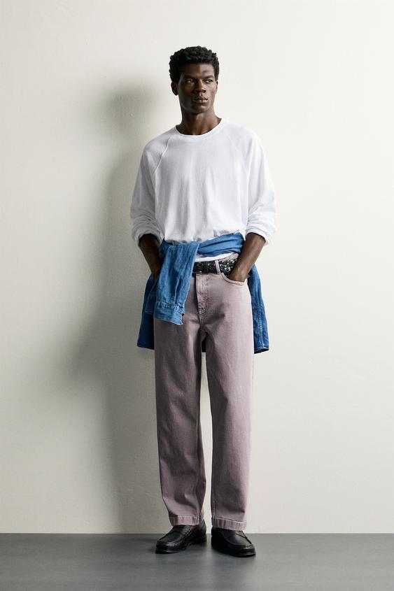 WASHED STRAIGHT-LEG TROUSERS - Purple by Zara - Image 0