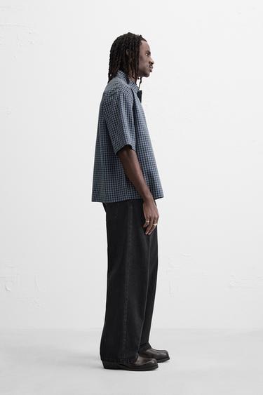 CHEMISE À CARREAUX - Bleu de Zara - Image 3