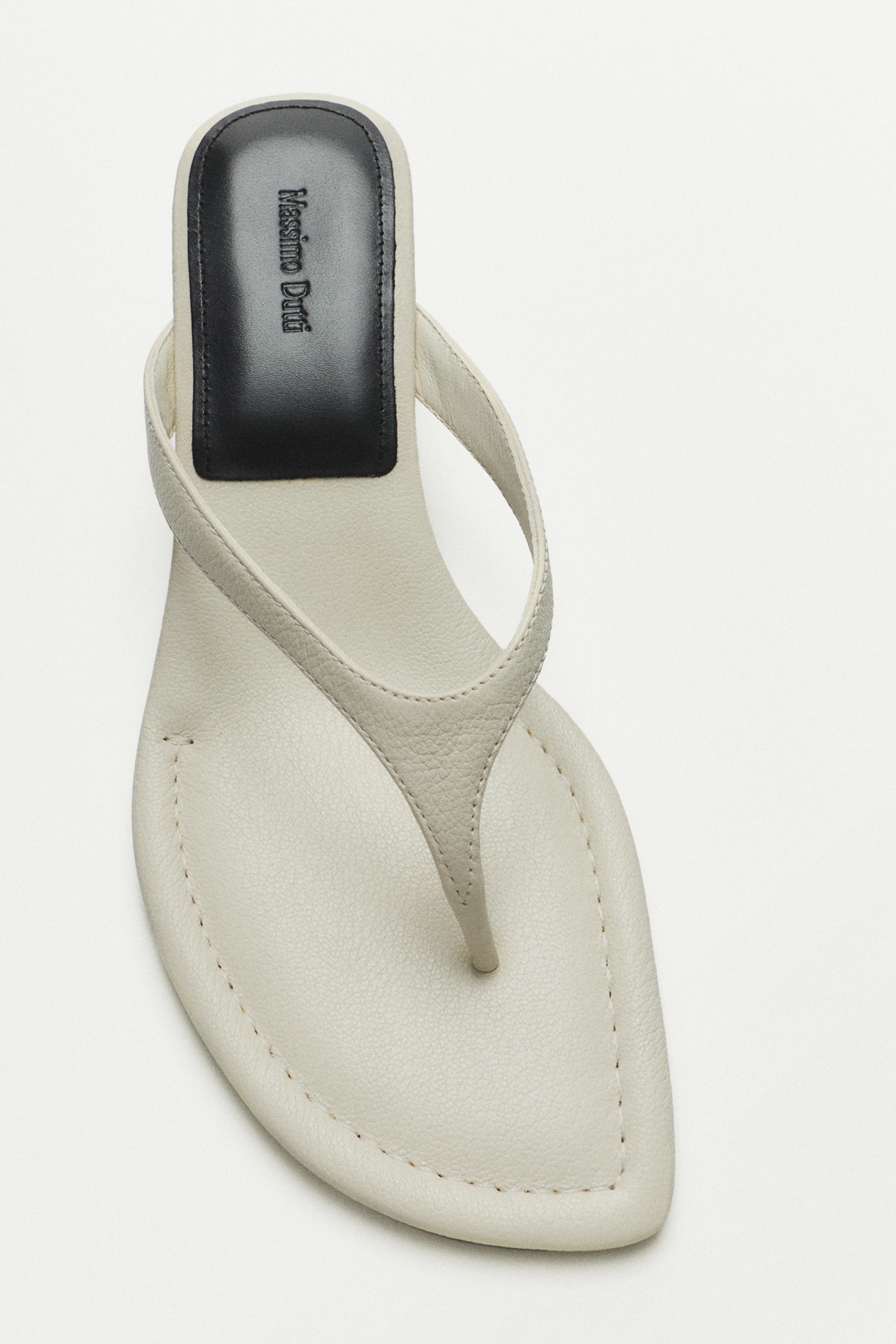 Leather heeled sandals — White