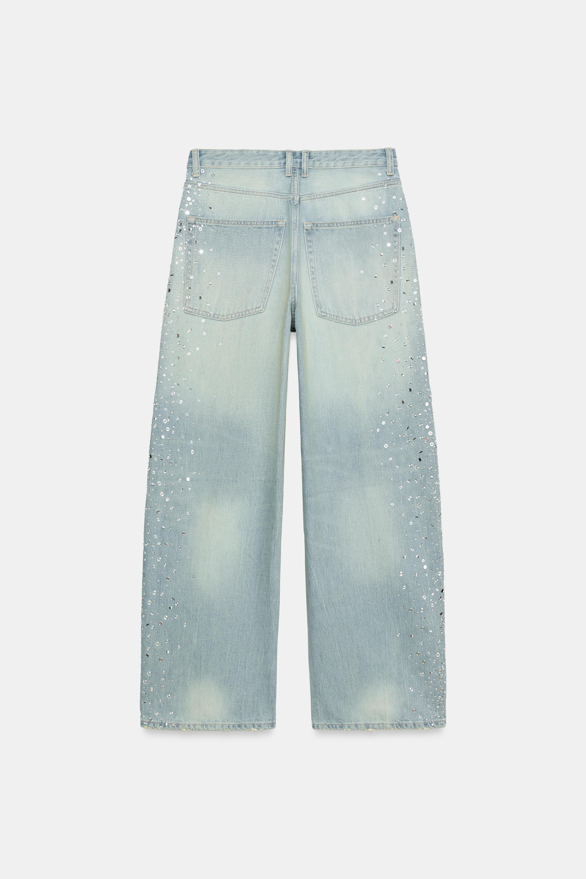 TRF RHINESTONE WIDE-LEG JEANS