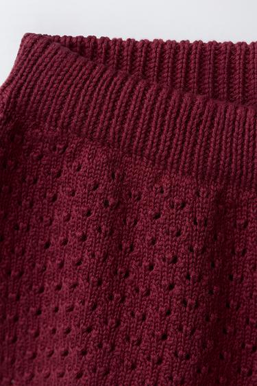 KNIT BERMUDA SHORTS WITH CROCHET DETAIL - Burgundy by Zara - Image 2