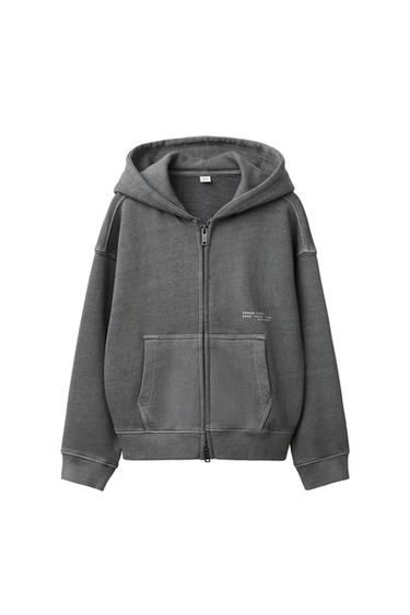 Zara GARMENT DYE ZIPPERED SWEATSHIRT - Anthracite grey - Image 0