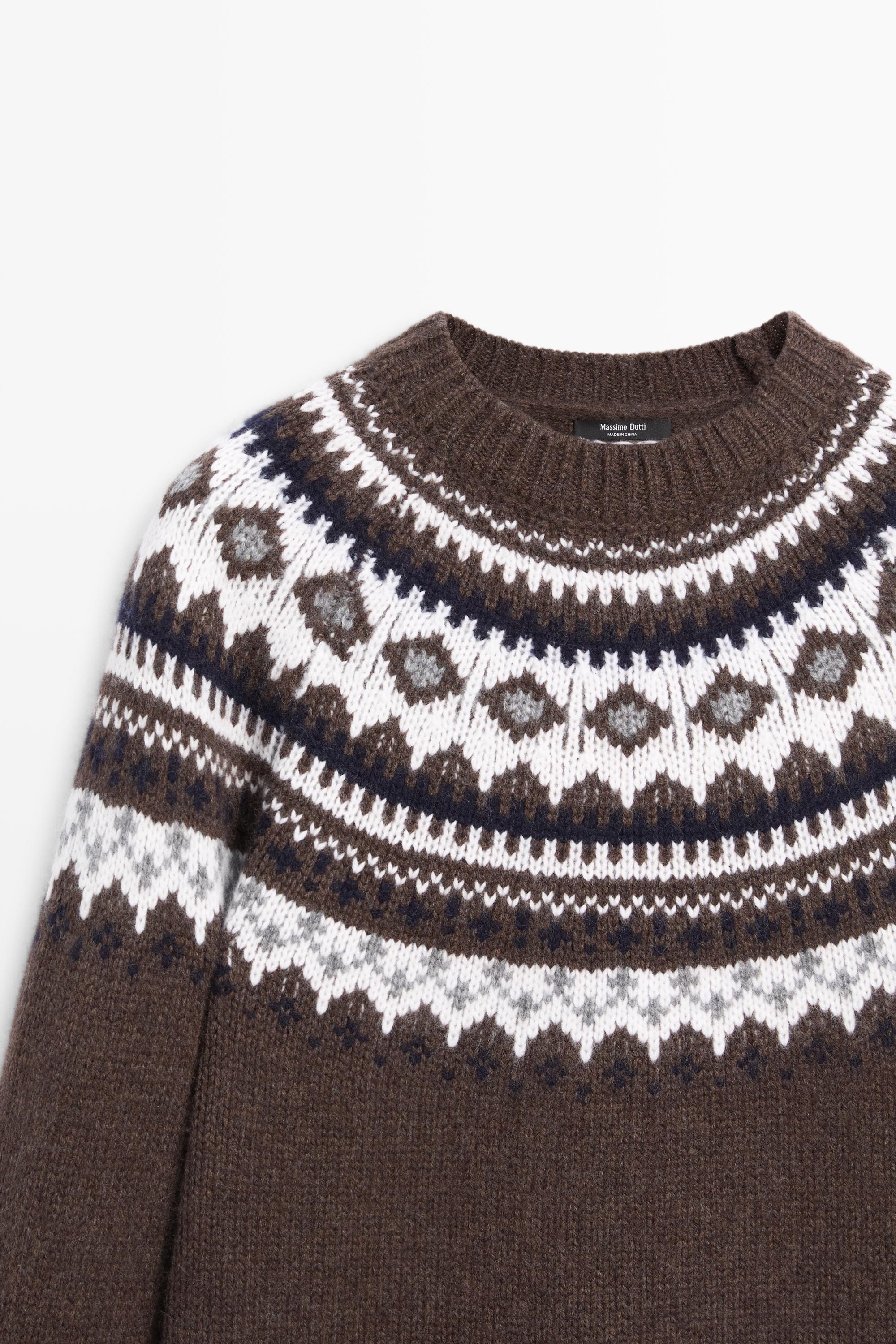 Pull en maille jacquard mélange de laine