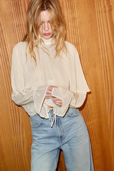 TOP GEORGETTE CAPA - Crudo de Zara