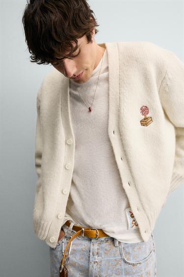EMBROIDERED CARDIGAN GABRIEL AZEVEDO X ZARA - Ecru by Zara