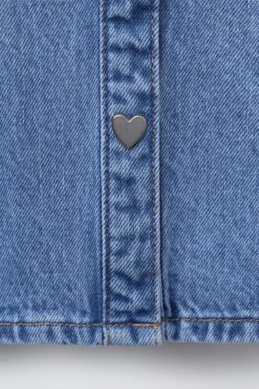 HEART BUTTON DENIM DRESS - Mid-blue by Zara - Image 3