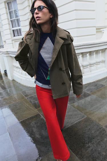 SHORT TRENCH JACKET WITH HOODIE - Khaki by Zara