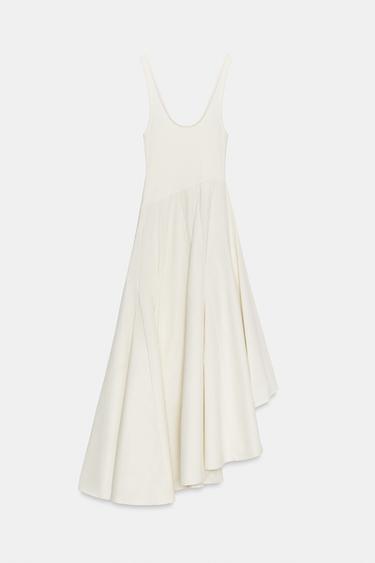 DRESS WITH GODET INSERTS - Ecru by Zara