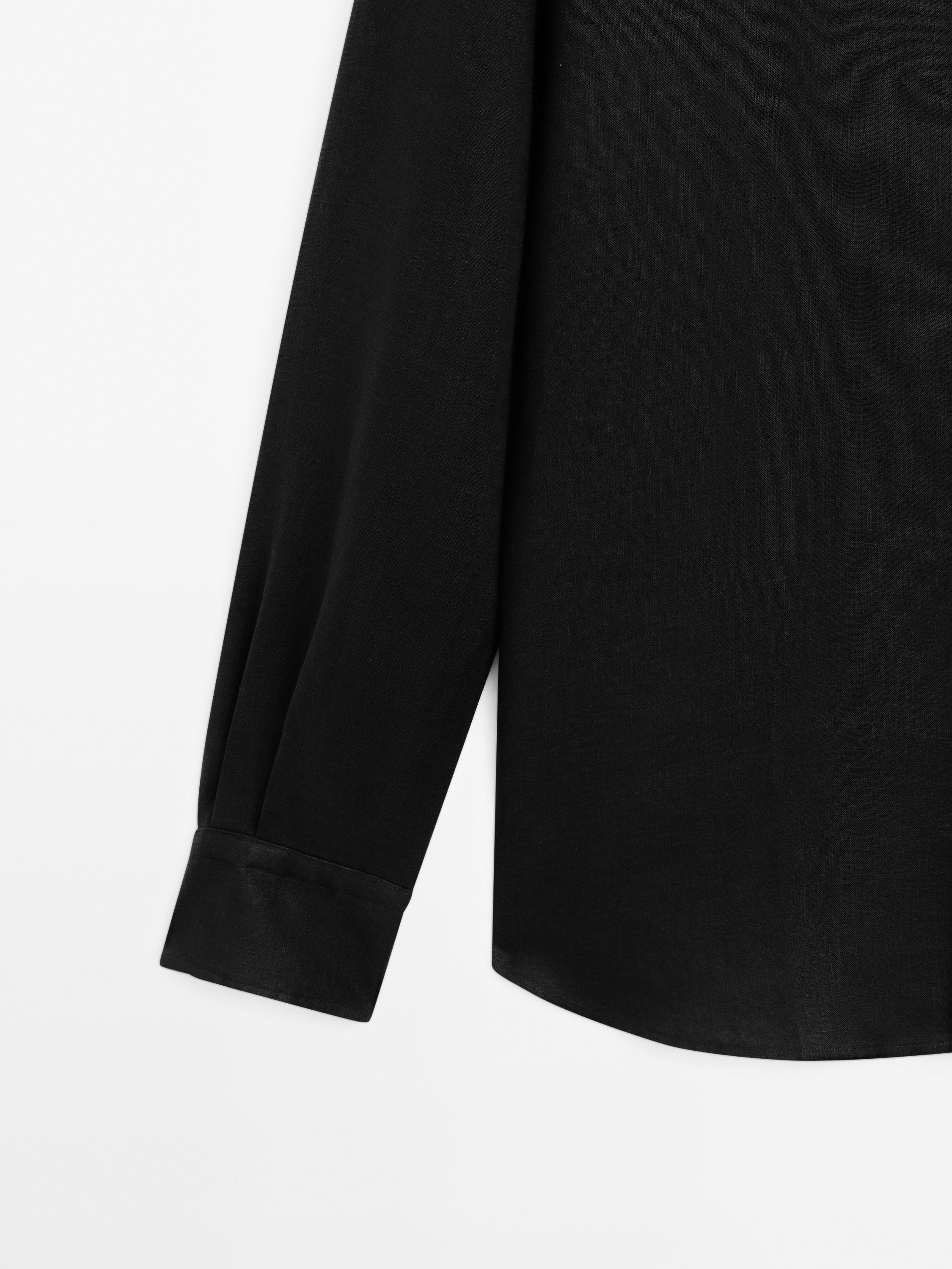 100% linen stand collar shirt