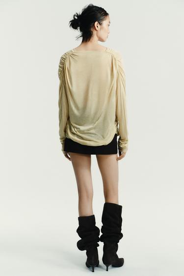 DRAPED TOP - Bone by Zara - Image 5