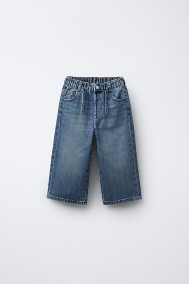 جينز واسع الأرجل برباط - أزرق by Zara
