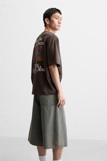 CONTRAST PRINT T-SHIRT - Brown by Zara - Image 5