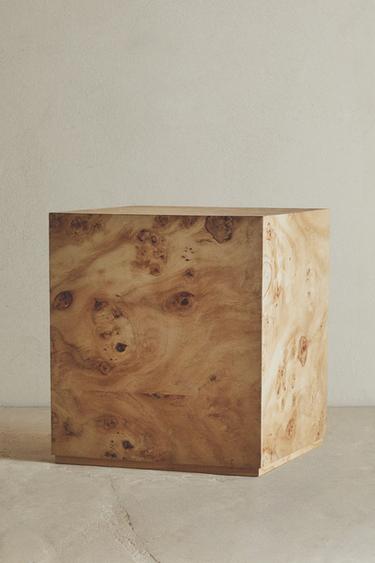 ROOT WOOD CUBE TABLE - Light beige by Zara