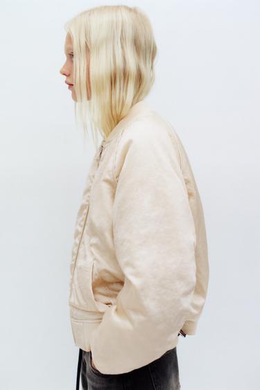 GLOSSY BOMBER JACKET - Light ecru by Zara - Image 8