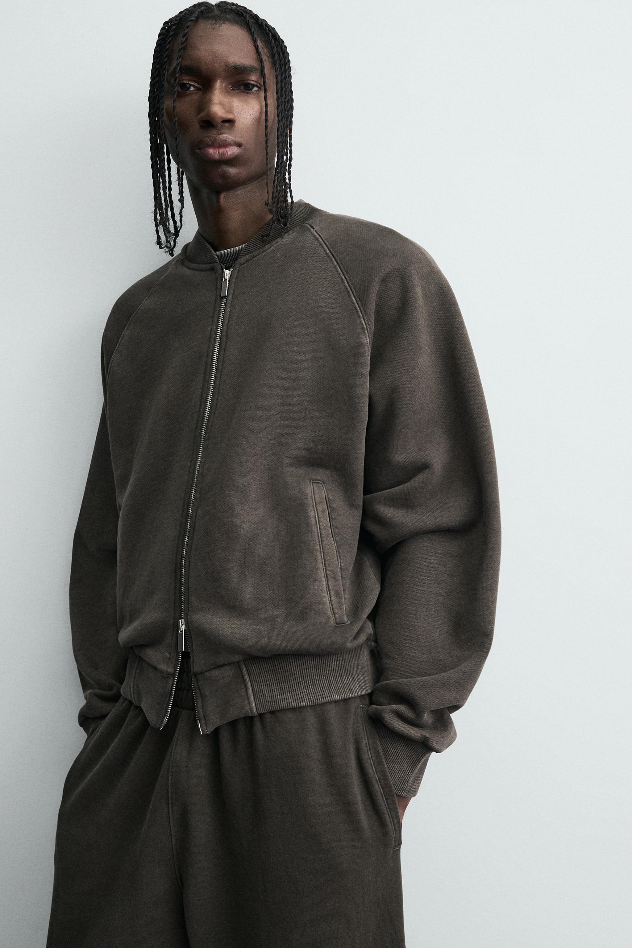 ウォッシュドニット　ボンバージャケット ウォッシュドニットボンバージャケット - ブラウン | ZARA Japan / 日本