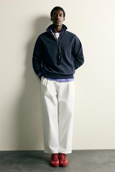 SUDADERA POLO INTERLOCK CREMALLERA - Marino de Zara