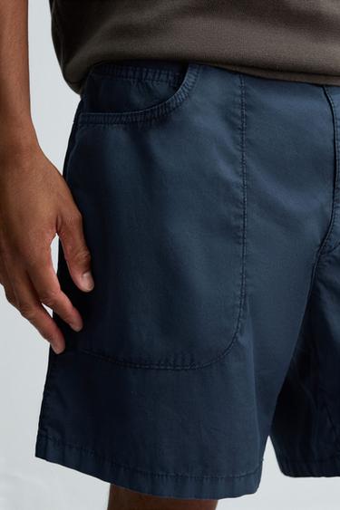WASHED COTTON BERMUDA SHORTS - Navy blue by Zara - Image 5