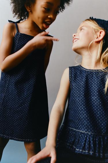POLKA DOT PRINT DRESS - Blue by Zara