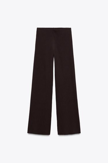RIBBED TROUSERS - Aubergine by Zara - Image 3