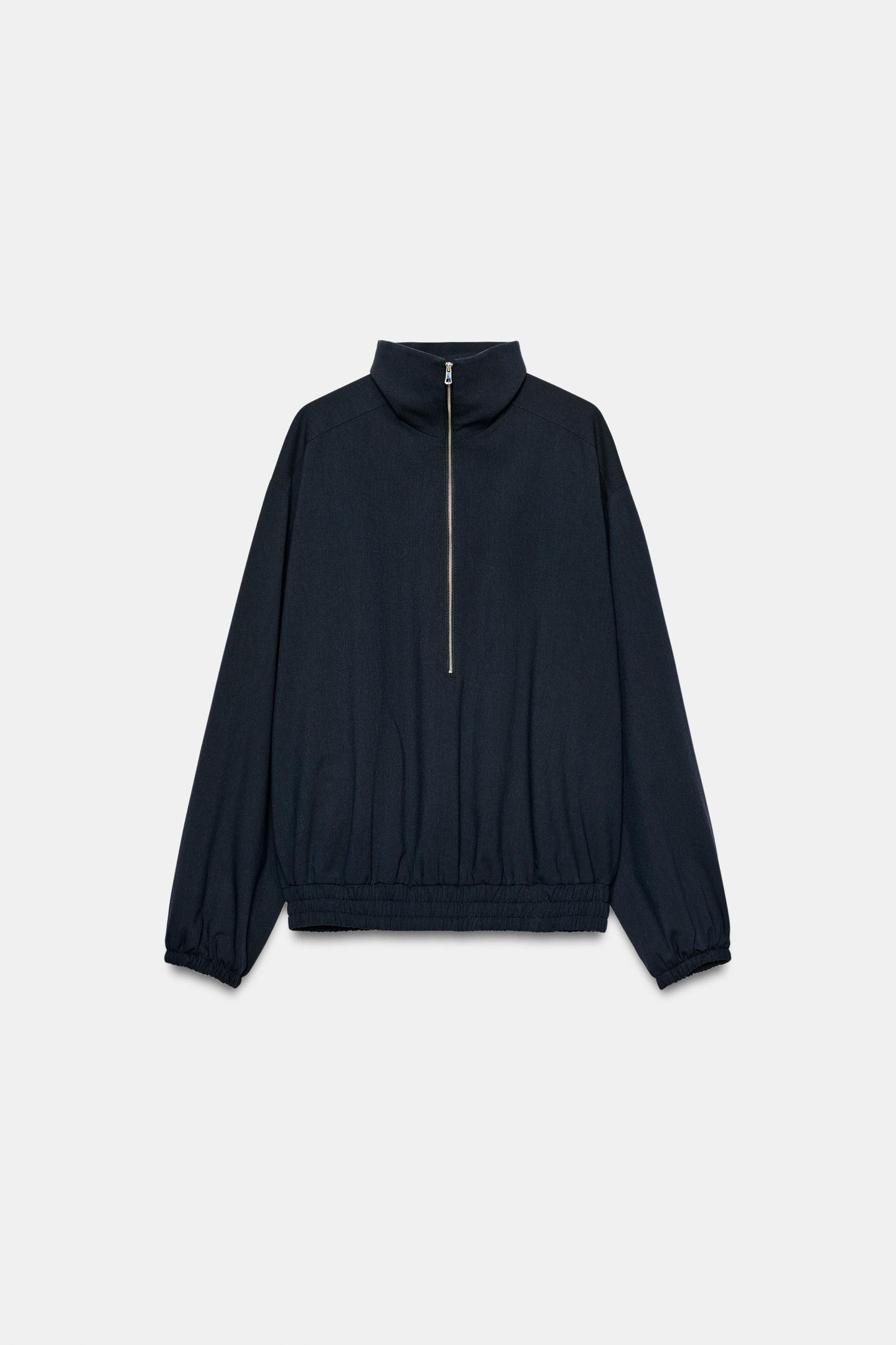 Женская куртка Zara ZW Collection Zip Bomber, цвет: Тёмно-синий — фото 5