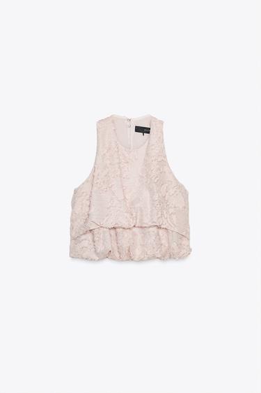 VOLUMINOUS DISTRESSED TOP - Beige-pink by Zara - Image 0