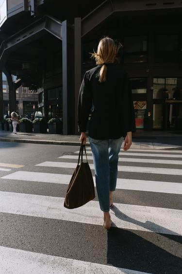 CHEMISE EN POPELINE À PATTES - Noir de Zara - Image 5