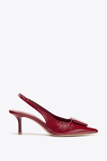 APPLIQUÉ SLINGBACK HEELS - Red by Zara - Image 0