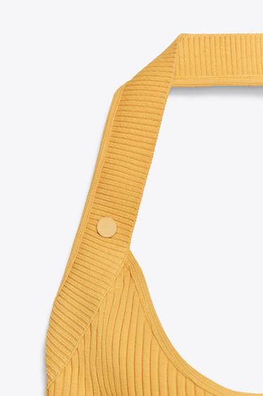 RIBBED HALTERNECK TOP - Tangerine by Zara - Image 7