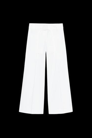 ZW COLLECTION BELTED TROUSERS - White by Zara - Image 0