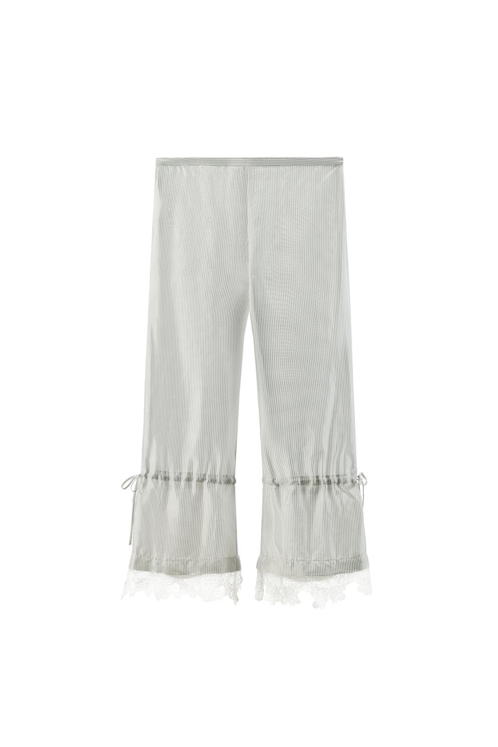 STRIPED LACE CAPRI PANTS - image 4