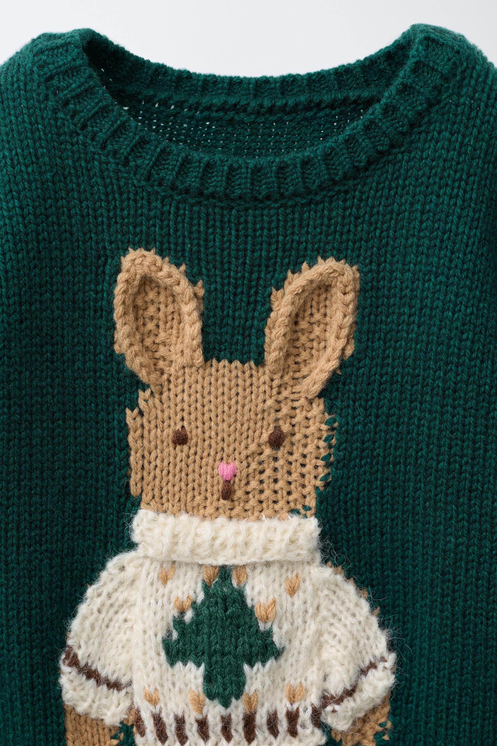 1-6 YEARS/ KNIT JUMPER WITH EMBROIDERED BUNNY WOOL