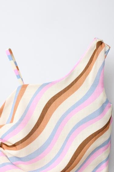 TOP ASYMÉTRIQUE ONDULÉ - Écru / Bleu de Zara - Image 2