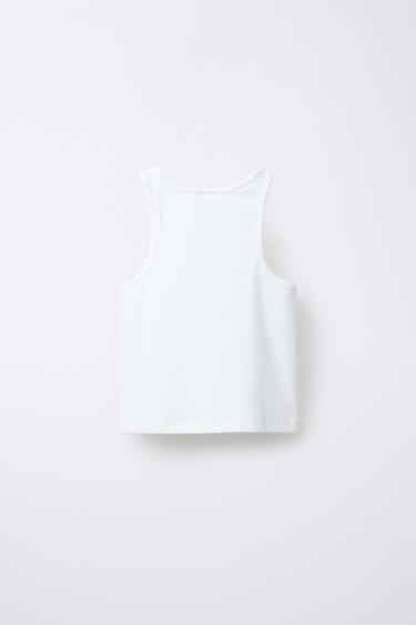 STAR KNOTTED RIB TOP - White by Zara - Image 1