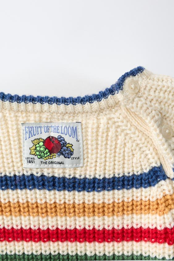 BODY EN MAILLE RAYÉ EN LAINE FRUIT OF THE LOOM™ - Écru de Zara - Image 3