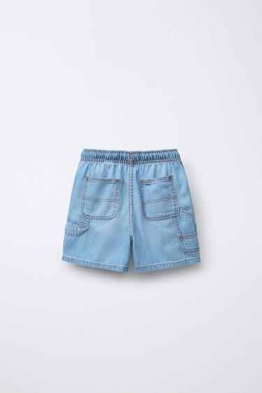 DENIM BERMUDA SHORTS WITH ELASTIC WAIST - Mid-blue by Zara - Image 1
