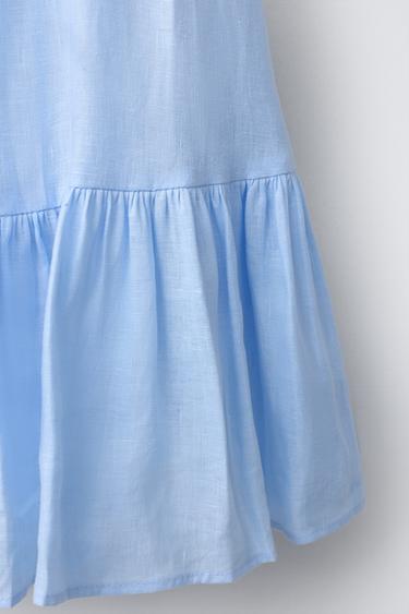 ROBE EN LIN AVEC NŒUD - Bleu ciel de Zara - Image 3