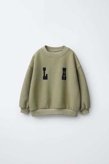 Zara TEXT PRINT SWEATSHIRT - Light khaki