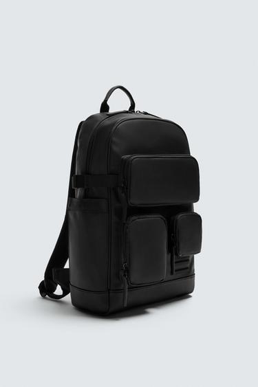 RUBBERISED MULTI-POCKET BACKPACK - Black by Zara - Image 1
