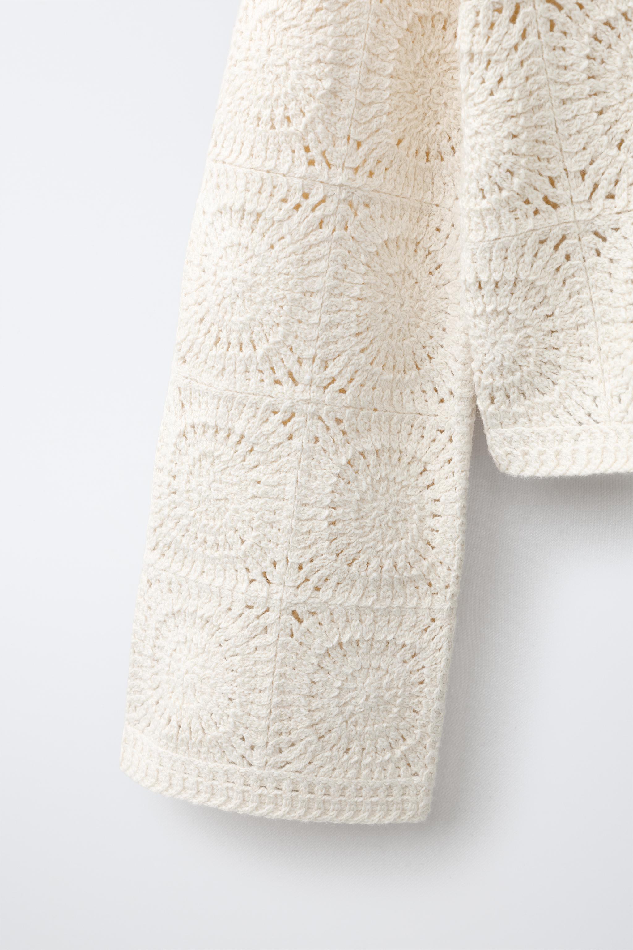 CROCHET FLORAL CARDIGAN - Ecru | ZARA United States