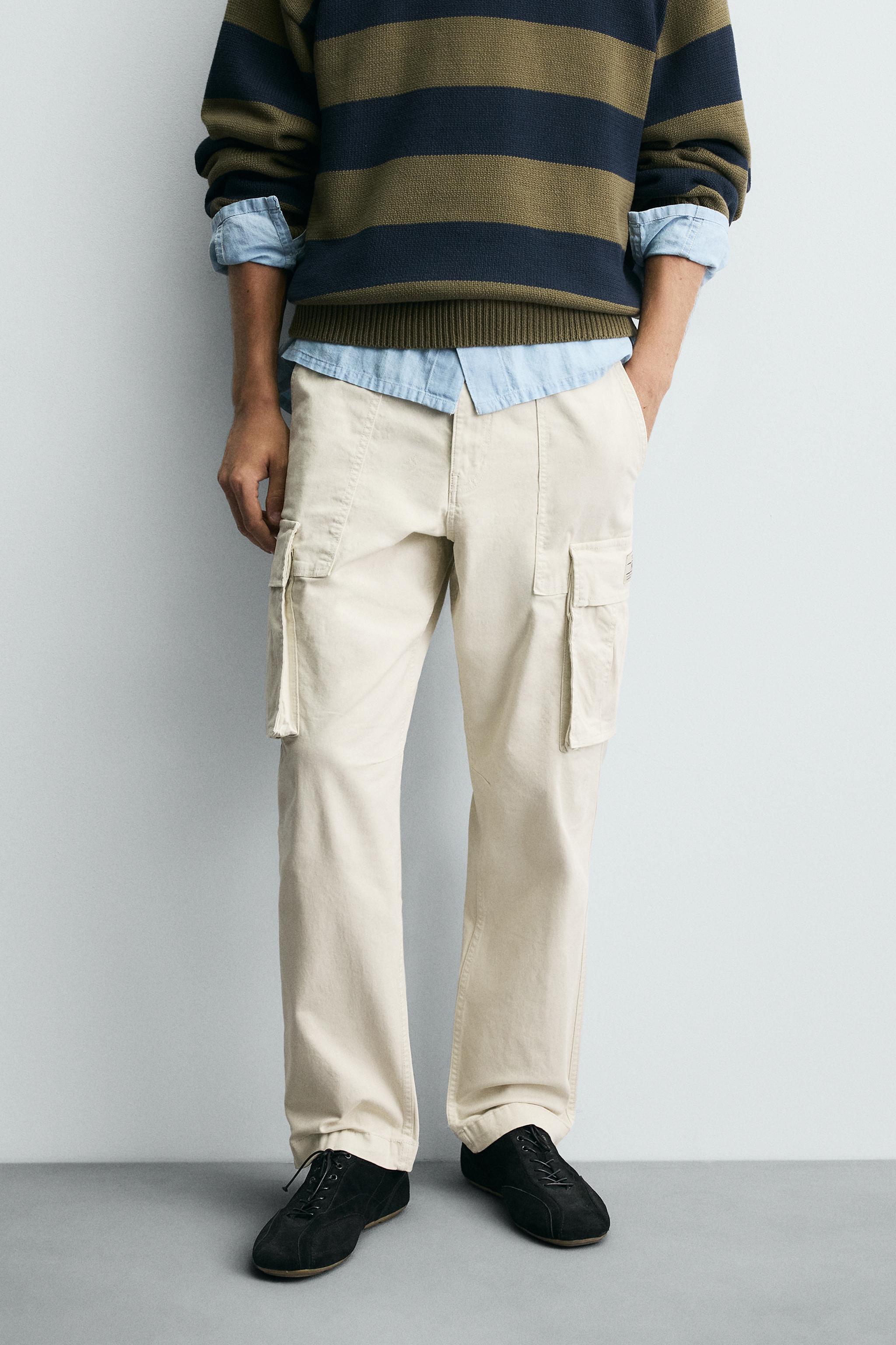 RELAXED FIT CARGO PANTS — Stone