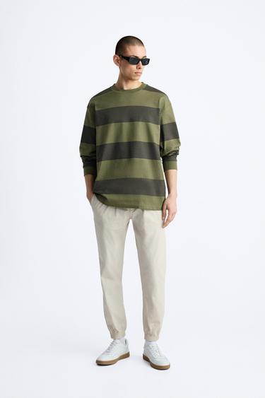 POPLIN JOGGER WAIST TROUSERS - Stone by Zara - Image 0