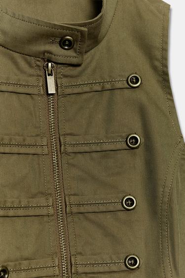GILET ZIPPÉ À BOUTONS - Kaki de Zara - Image 6